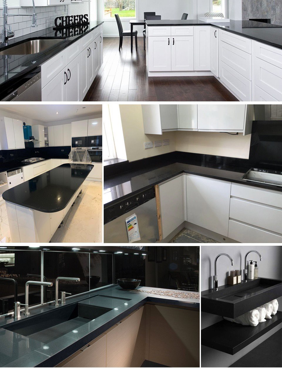 Pure Black Quartz Kitchen and Bathroom Countertops Pure Black Quartz Kitchen and Bathroom Countertops