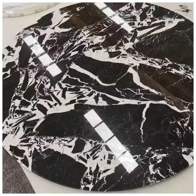 Black And White Marble Round Table Tile