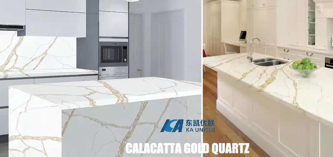 Calacatta Gold Quartz Kitchen Tops Designs KA UNITED Calacatta Gold Quartz Kitchen Tops Designs KA UNITED