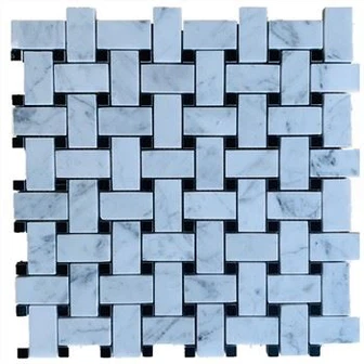 فسيفساء الرخام Bianco Carrara Basketweave