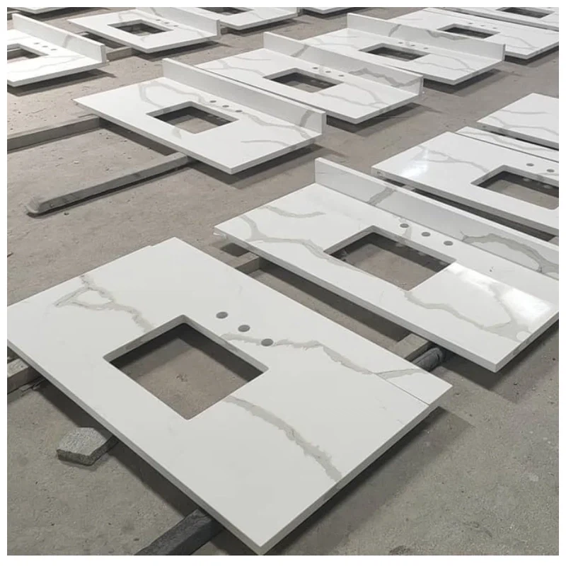 Calacatta White Quartz Bathroom Vanity Tops