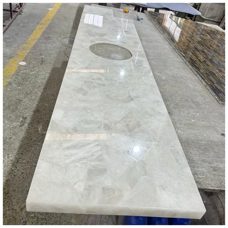 Illuminated White Quartz Bathroom Vanity Tops