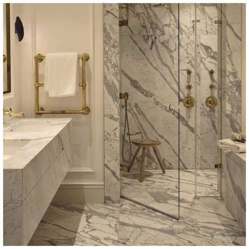 Statuario White Marble Bathroom Floor and Wall-KA UNITED Statuario White Marble Bathroom Floor and Wall-KA UNITED