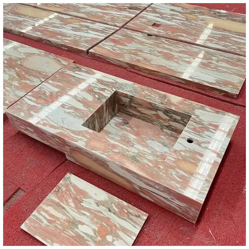 Norwegian Pink Marble Floating Vanity Basins Norwegian Pink Marble Floating Vanity Basins
